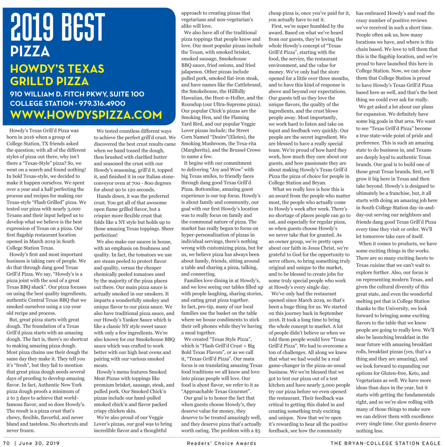 The Eagle Readers' Choice Award 2019